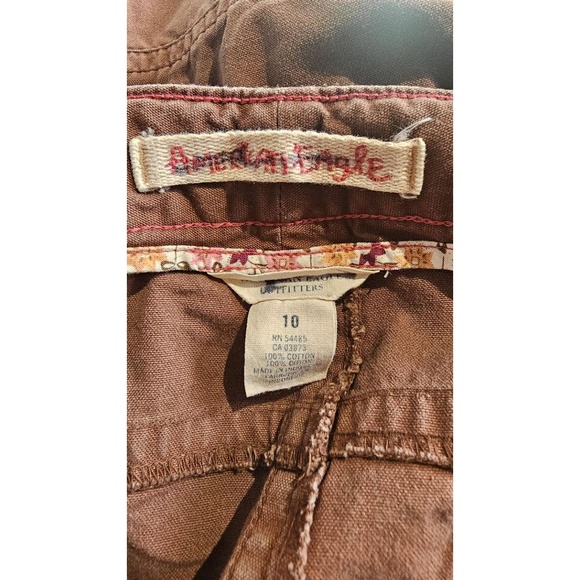 AMERICAN EAGLE Womens Wide Leg‎ Capri Size 10 Medium Brown Drawstring Pants - Picture 4 of 7